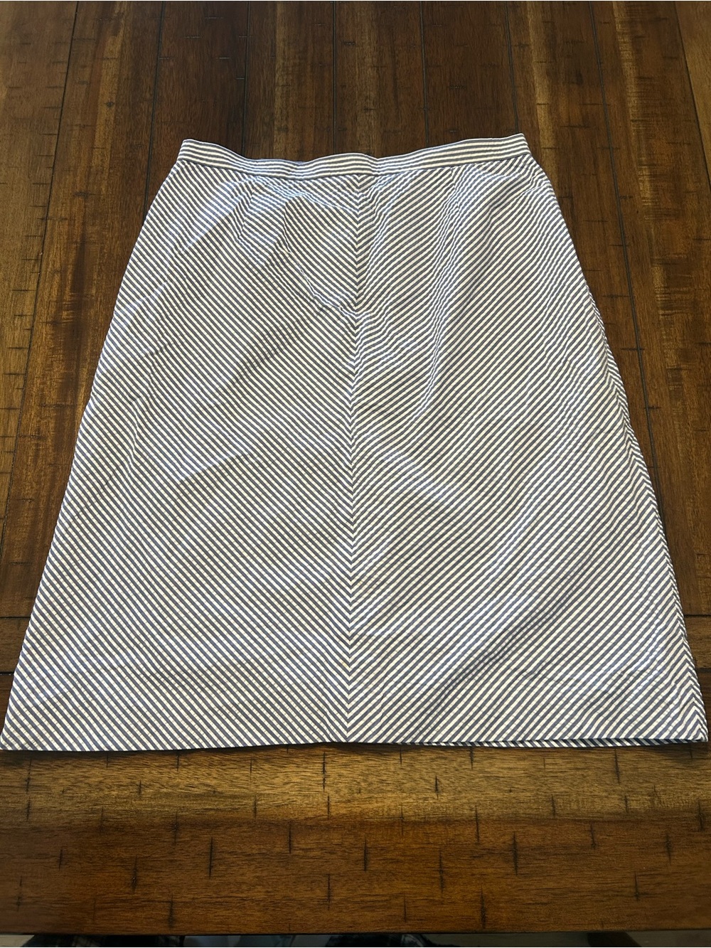Brooks Brothers Navy and White Diagonal-Stripe A-Line Skirt